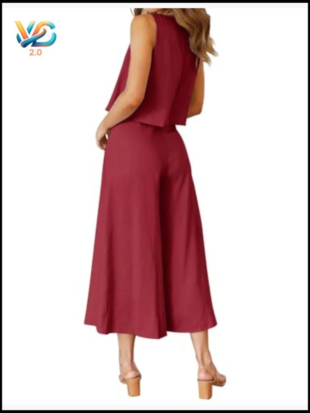 2 Piece Outfits Crop Top Wide Leg Pants Set Jumpsuit Summer Casual - Picture 3 of 6